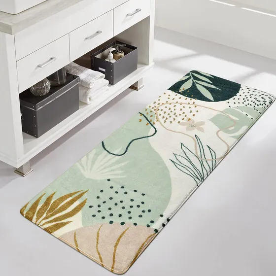 Uphome Alfombra Baño Larga Botanica Verde Antideslizante 20