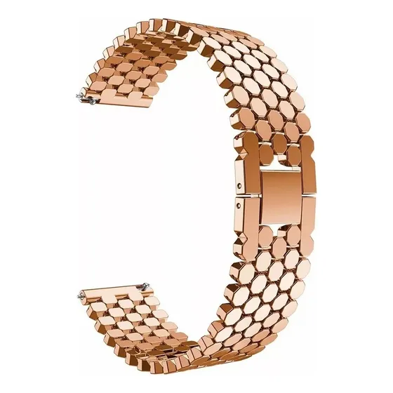 Correa De Acero Hexagonal Para Smartwatch Realme Watch 3 Rosê Gold 2.2 Cm