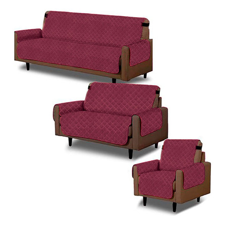Protector Cubre Sofá Sala - 3 Pz - Ajuste Elástico - Lavable Protector Cubre Sofá Sala - 3 Pz - Ajuste Elástico - Lavable