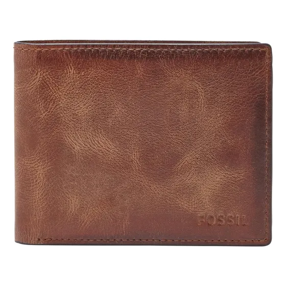 Cartera Plegable De Piel Fossil Derrick Para Hombre Con Bloq