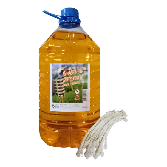 20 Mechas Antorcha 7mm X 20cm - 5 L Aceite Citronela