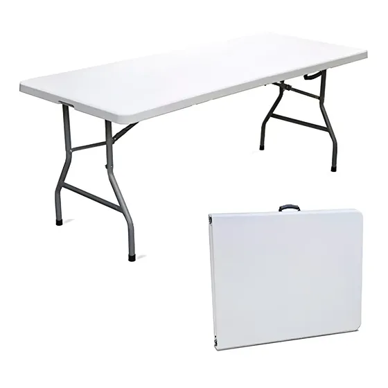 Mesa Camping Plegable Valija Jardin Playa 1.80 M Profesional Color Blanco