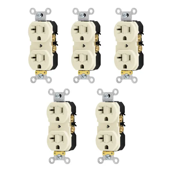 Contacto Doble 20a Volteck Color Marfil 5 Pzas