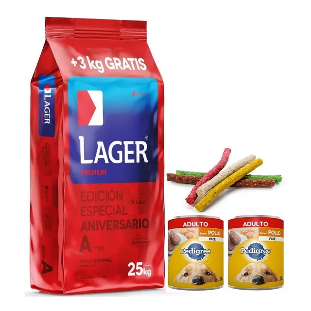 Comida Perro Lager Adulto 22k + 3k + 2pate 280g + Snacks