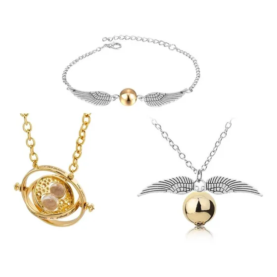  Collar Y Pulsera Snitch+collar Giratiempo Harry Potter 