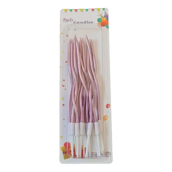 12 Velas Curvas Rosa Para Torta Cupcake Deco Cumpleaños