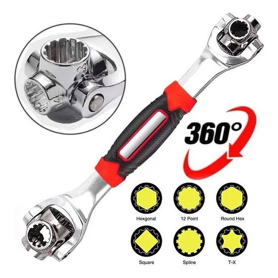 Llave De Tuercas Multiuso 48 En 1 Con Giro De 360 Grados Color Plateado