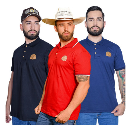 Kit 3 Camisetas Muladeiros Masculinas Country Gola Polo Kit 3 Camisetas Muladeiros Masculinas Country Gola Polo