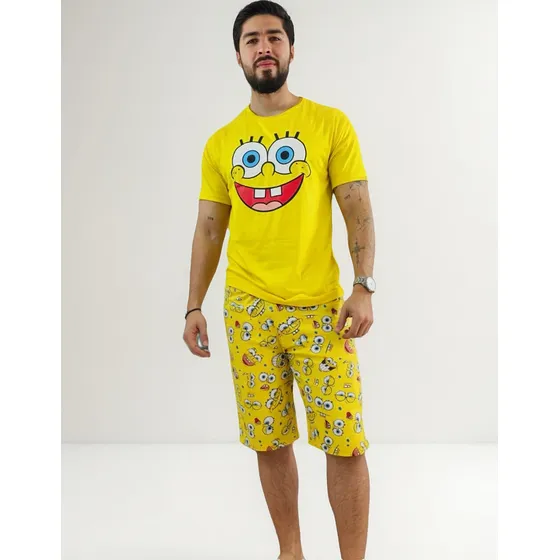 Pijama Bob Esponja Para Caballero Short Y Camisa Cómoda