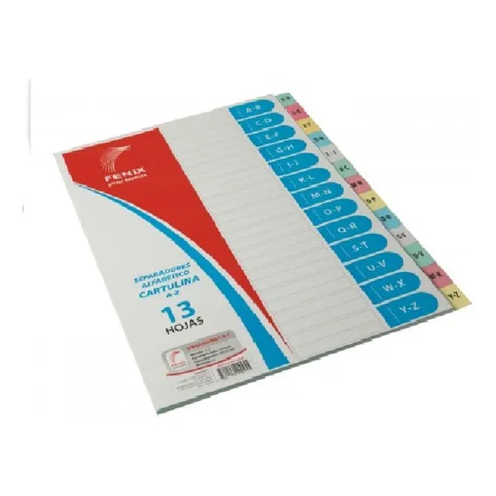 Separadores Plásticos A4 A-z Alfabetico Fda X20un Fenix