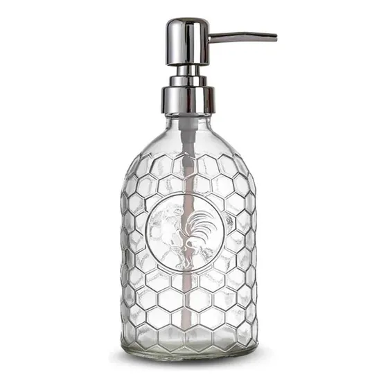 Dispenser Jabón Detergente Cocina Baño Vidrio Labrado Panal