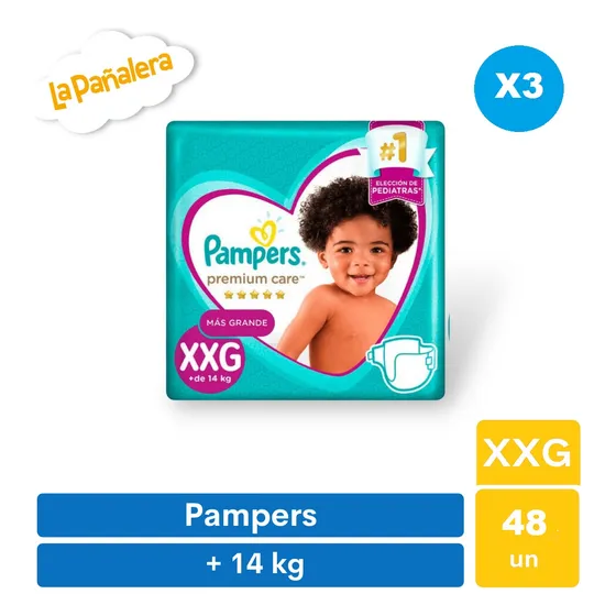 Pañal Pampers Premium Care Elige Talla 3 Packs Mediano Xxg Sin Género