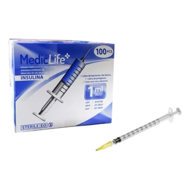 Jeringuilla Medic Life 1ml 30g X1/2.insulina Luer Lock