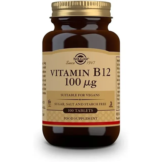 Vitamina B12 100mcg 100 Tabletas Solgar