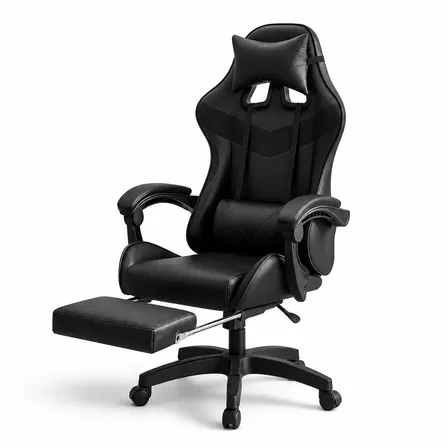 Cadeira Gamer Livo Lar Ergonômica Reclinável Com Apoio Para Pés e Giro 360° Preto