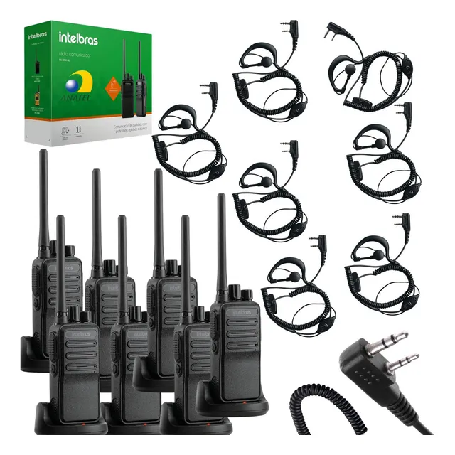 7 Rádio Comunicador Walkie Talkie Intelbras Rc3002 Uhf +fone