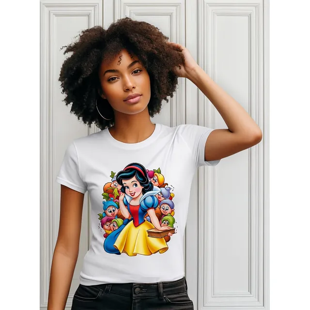 Camiseta Feminina Branca Bc2 Branca De Neve Com Sete Anões