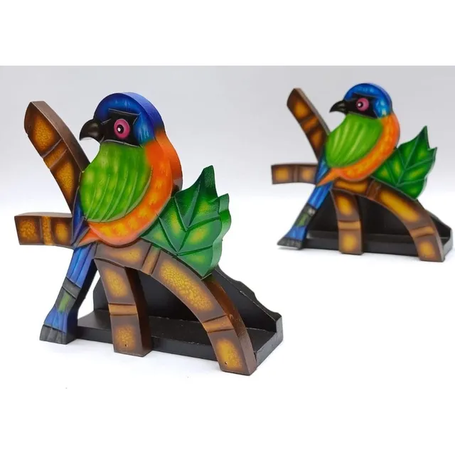 Servilletero De Pájaros Típicos Tallados Pintados Artesanía 