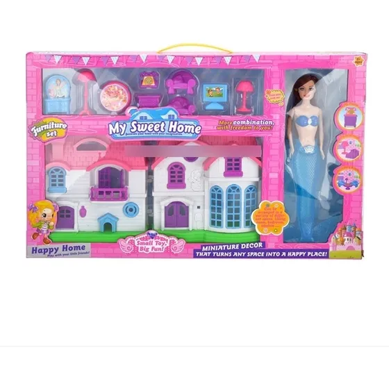 Casa Castillo De Muñecas Sirena Con Luz  Oferta Somos Tienda