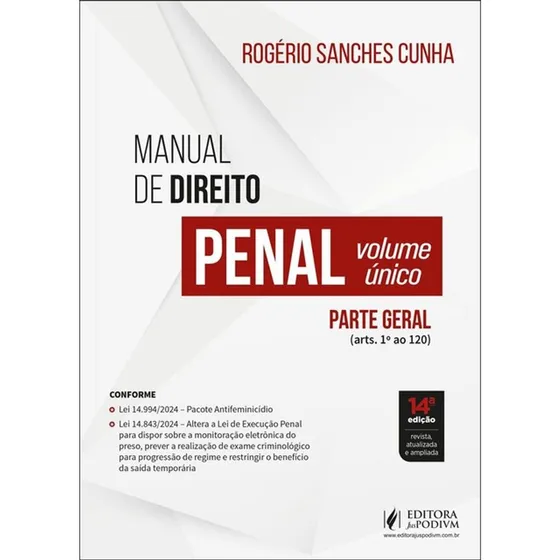 Manual De Direito Penal - Parte Geral - Volume Único, De Rogério Sanches Cunha. Editorial Juspodivm, Capa Mole Em Português