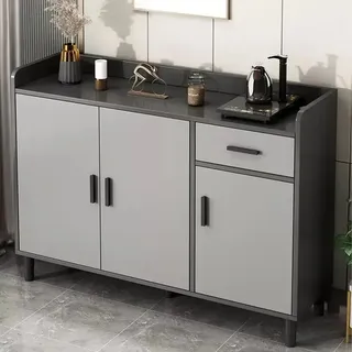 Aparador Organizadores 100cm Credenza De Moderna Con Cajones Gris Y Negro