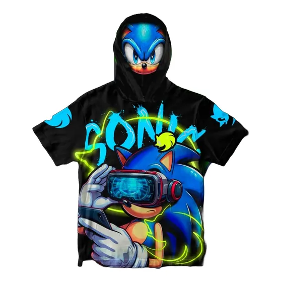 Camisa Franela Para Niños Super Héroe Con Capucha Y Máscara