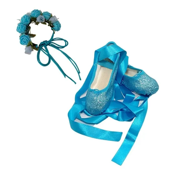 Frufru De Bailarina E Sapatilha De Ballet Infantil Cor Azul
