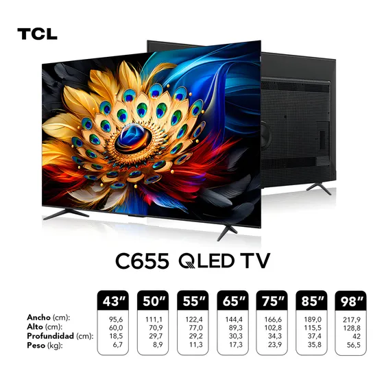Smart TV QLED 98" Android TV Ultra HD 4K TCL C655 Comando de Voz HDR10+ 120Hz Bluetooth
