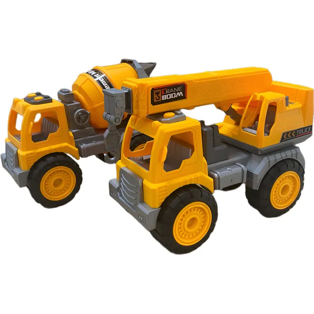 Camiones De Construcción Mezcladora Y Grúa Juguete Niño
