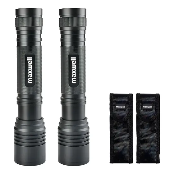 Linterna Led Tactica Set De 2 Maxwell Bateria Impermeable Color de la linterna Negro Color de la luz Fría | Cuotas sin interés