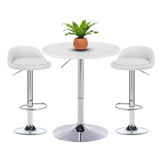 Pack De Mesa Redonda + 2 Silla Piso Bar