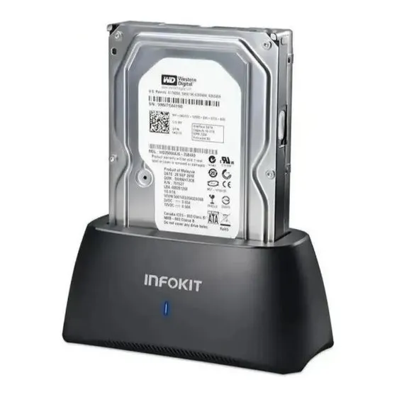 Dock Station Infokit ECASE-Z320 Para Hd E Ssd 2.5 E 3.5 Polegadas Conexão Sata Usb 3.0 Suporta Até 10tb High Speed 5 Gbps