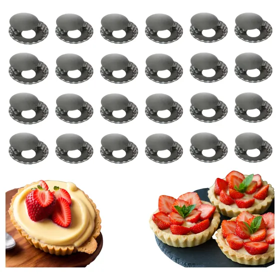 24 Forminhas Para Mini Torta C/fundo Falso Removível Crespa