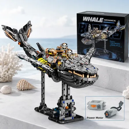 Blocos De Montar Baleia Mecânica 1388 Peças 1389 With Motor