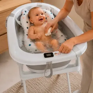 I Love Baby Banheira Bebe Dobrável Com Suporte E Termômetro I Love Baby