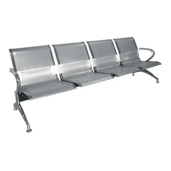 Silla Tandems Para  Visitante 4 Puestos Marca Dell Plateada