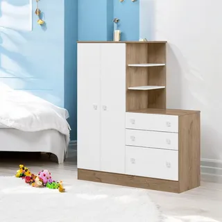 Guarda Roupa Mobilimobili Roupeiro Conjugado Com CÎmoda Infantil Para Quarto De Criança Menina E Menino Com 3 Gavetas Cabideiro E 2 Portas Cor Carvalho Branco Guarda Roupa Mobilimobili Roupeiro Conjugado Com CÎmoda Infantil Para Quarto De Criança Menina E Menino Com 3 Gavetas Cabideiro E 2 Portas Cor Carvalho Branco