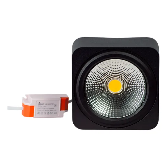 Lampara Spot Cob Cua Superficial 15w 3000k Negra Y Blanca