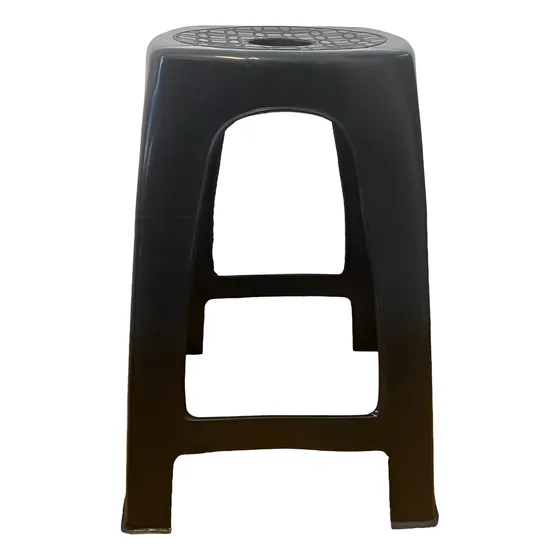 Banqueta Banco De Plastico Pvc Apilable Negro X 10 