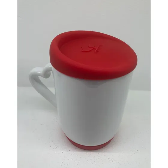 Taza Base Y Tapa Silicon Asa Corazón | Taza Sublimable  