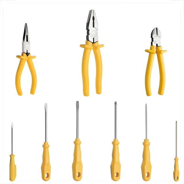 Kit Jogo Ferramentas 9 Peças Alicate Universal Alicate De Corte Alicate De Bico Jogo De Chave De Fenda 6 Peças Tramontina