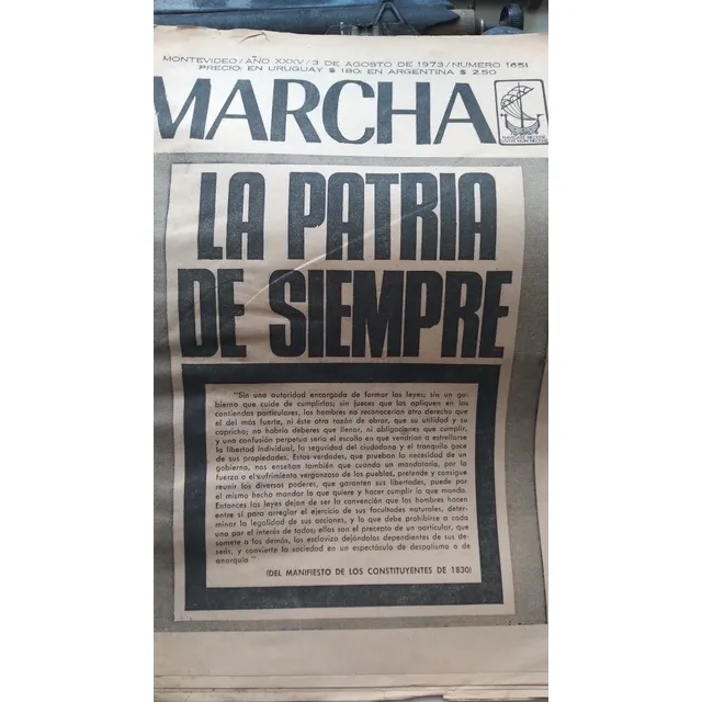 Semanario Marcha- 3/8/1973- Edición En Dictadura
