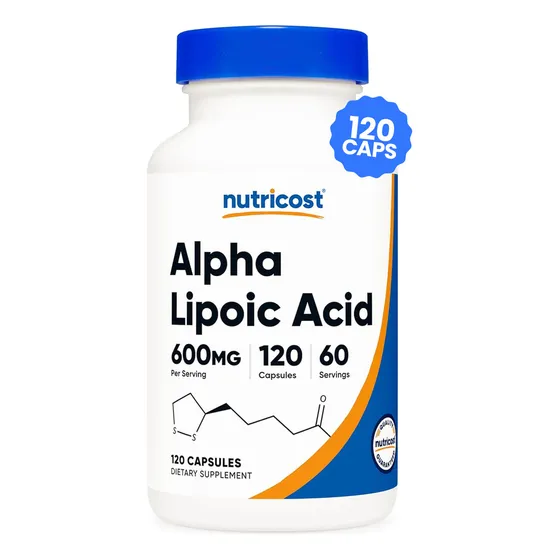 Nutricost Acido Alfa Lipoico 600 Mg 120 Capsulas Para 2 Meses Sin Sabor Suplemento Antioxidante Potente Apoyo A La Energía Y Metabolismo El Ácido Alfa Lipoico Contribuye A La Conversión De Glucosa