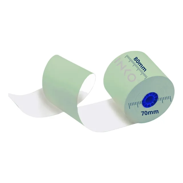 50 Rollos Papel Térmico 80x70 Color Verde Impresora 80mm