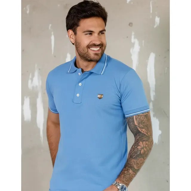 Camisa Polo Masculina Slim Camiseta Básica Algodão Premium