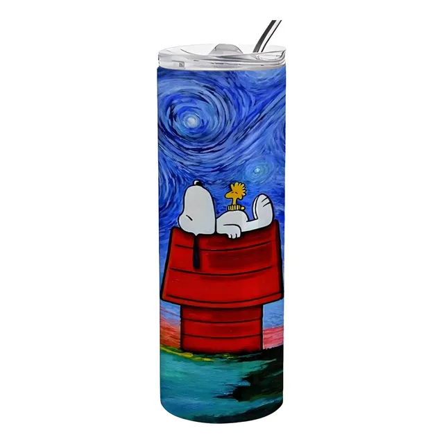 Termo Snoopy Caja, Popote  Regalo 600ml Coleccion 20oz