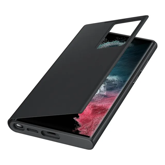 Samsung Galaxy S22 Ultra Smart Clear View Cover - 1 - Black - Liso - Unidad