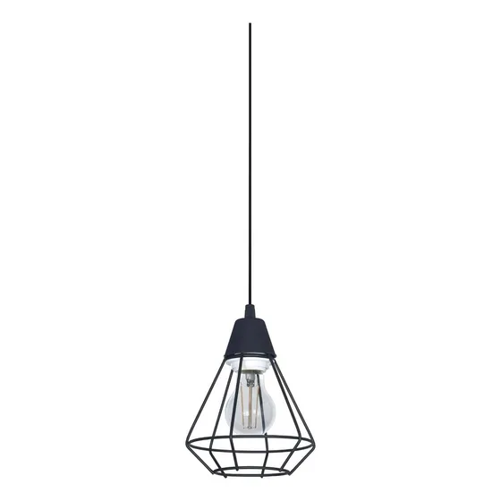 Lampara Colgante Vintage 1 Luz Jaula Diamante 15cm Ferrolux Estructura Negro