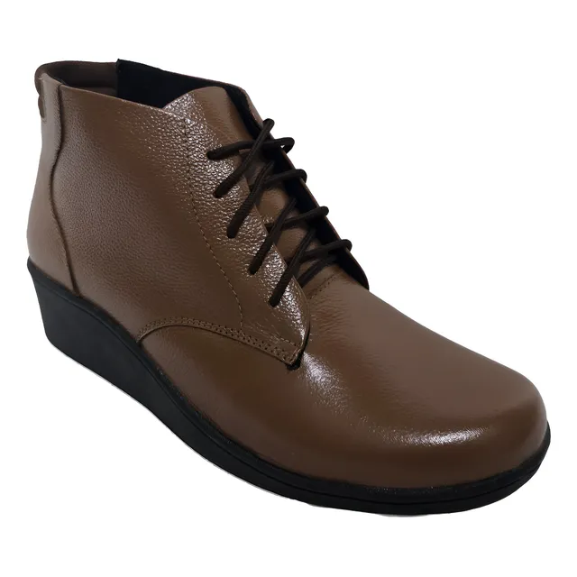 Botin Amarrar En Cuero Comfort Super Suave, Tacon Corrido