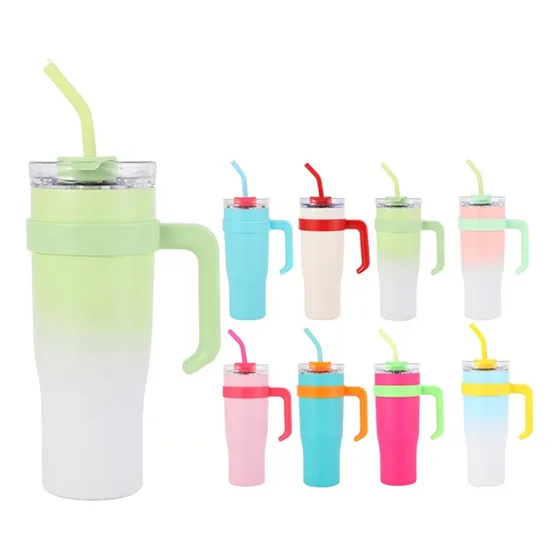 Termo Termico Vaso Con Pitillo 1900 Ml Degradado Acero